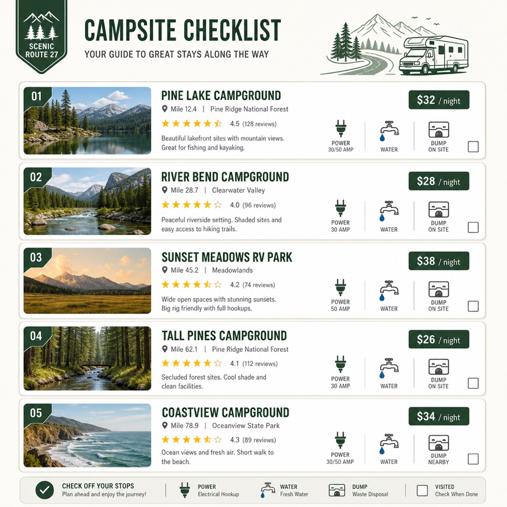 Campsite list